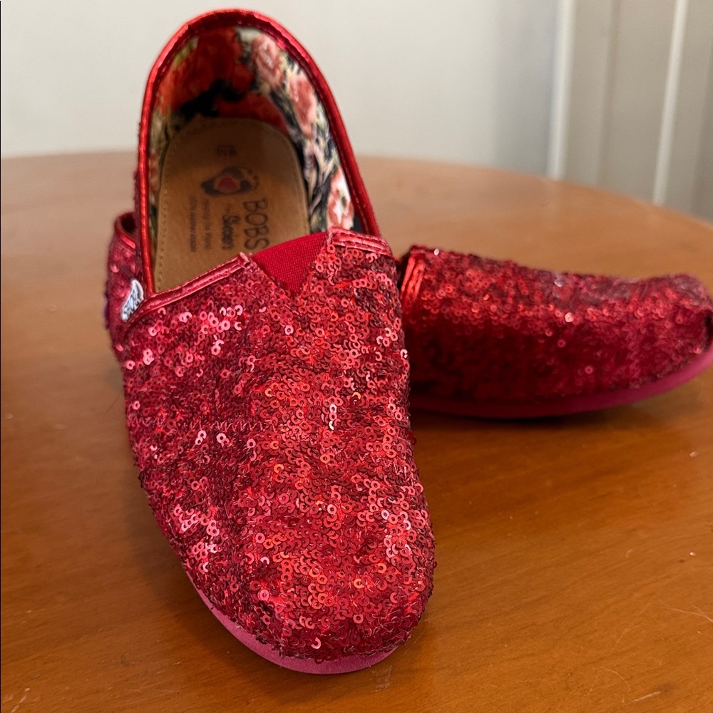 BOBS from Skechers Sparkling Red Sequin Loafers